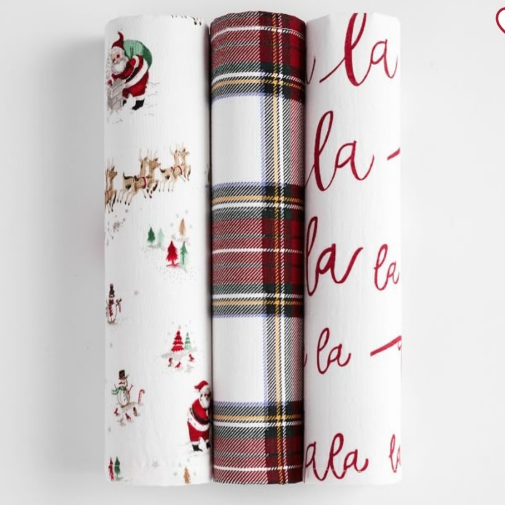 Pottery barn Christmas baby swaddle set of 3 blankets